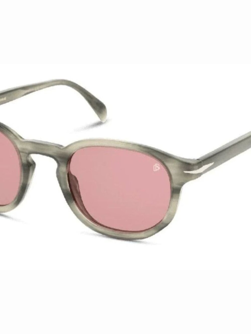 David Beckham Round Gray Horn Frame / Burgundy Lenses Sunglasses
